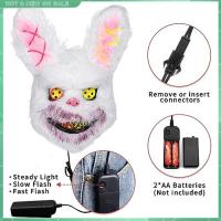 Mad Rabbit Scary Light up Bunny Halloween LED Mask Costume Cosplay Party Props Halloween Horror Mask