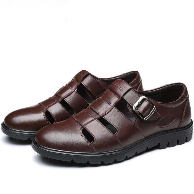 ขายดีที่สุด-ioztt2023-lin-fashion-leather-hollow-out-men-sandals-shoes-breathable-outdoor-man-beach