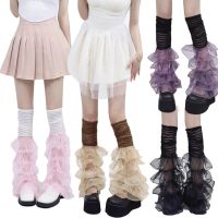 【LZ】▼  Sexy Sobre o Joelho Meias Longas para Mulheres Renda Ruffles Y2K Punk Harajuku Leg Warmers JK Acessórios Capa de Festa Japonesa