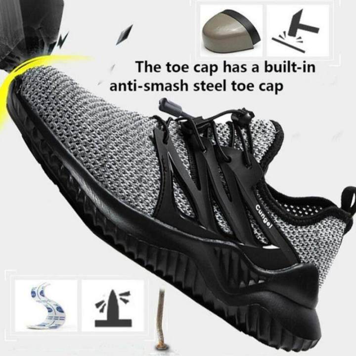 รองเท้าเพื่อความปลอดภัยสำหรับชาย-breathable-รองเท้าสำหรับทำงานความปลอดภัยในการก่อสร้างรองเท้าผ้าใบหมวกนิรภัยเหล็กความปลอดภัยรองเท้า