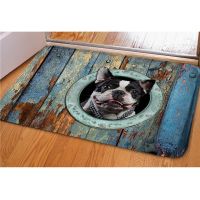 Welcome Mat Cute Dog Bulldog Cat Print Floor Mats Bedroom Living Room Hallway Carpet Anti-slip Area Rug Home Decoration