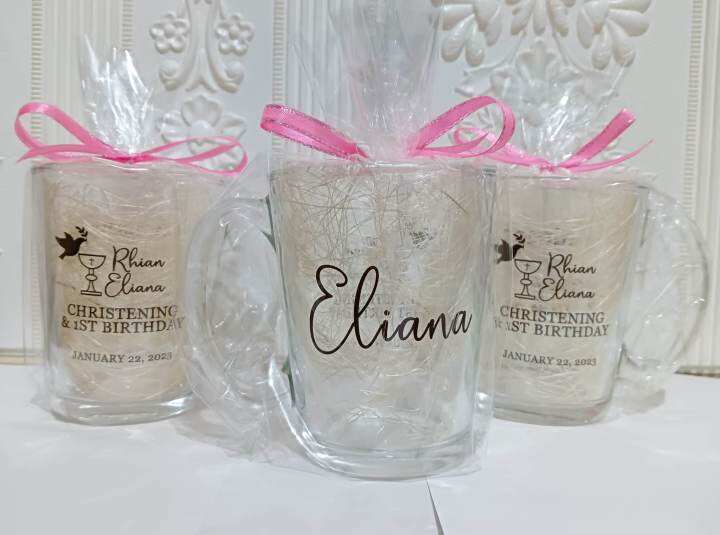 11 oz Clear Mug Souvenir for Birthday Wedding Baptismal Packaging