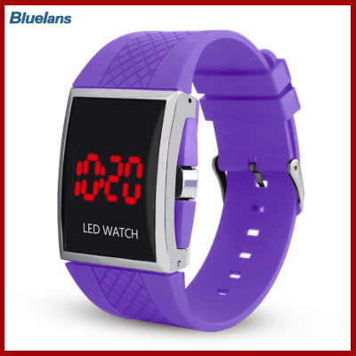 Bluelans®Unisex สี่เหลี่ยมผืนผ้าหน้าปัดวันจอแสดงผลปรับ LED กีฬาดิจิตอลนาฬิกาข้อมือ