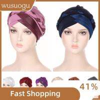 WUSUOGU สำหรับผู้หญิง อิสลาม Headwear พันหัวถัก หมวกคีโม หมวกกันมะเร็ง หมวกผ้าโพกหัว หมวกนอนหลับสบาย