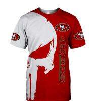 （Can Customizable）San Francisco mens fashion 3d 49ers T-shirt white skull graffiti letter print casual tops US Size（Adult and Childrens Sizes）