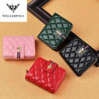 WILLIAMPOLO Full-Grain leather Short Wallet Women Fashion casual Credit Card Holder Coin Purses Business sheepskin
