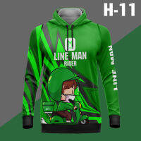 เสื้อฮู้ดแขนยาว Hoodle เสื้อแกร็ป เสื้อไรเดอร์ Line Man Rider ไซท์ใหญ่สุด รอบอก60นิ้ว