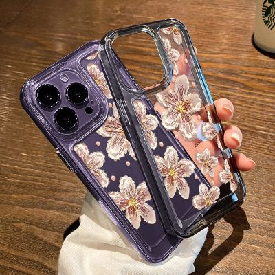 Transparent Case For Iphone 11 13 14 Pro Max 12 XR X Xs 6 7 8 Plus SE 14promax 13promax Iphone11 Acrylic Soft Flower Funda Cover Phone Cases