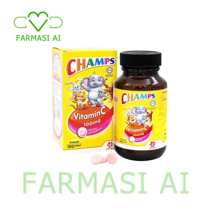 Champs 100mg Vitamin C Chewable Tablet [Strawberry] 100s (EXP DATE: 01/ ...