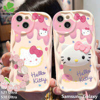 เคสสำหรับ Samsung Galaxy S23 S30เฉียบ S21พิเศษน่ารักลายการ์ตูน Hello Kitty แฟชั่นที่สร้างสรรค์เคสโทรศัพท์ซิลิโคนนิ่มขอบคลื่น3D เคสโทรศัพท์เด็กผู้หญิง + สร้อยข้อมือ