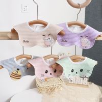 ℡❀ Cotton Print Baby Bibs Fashion Round Neck baby Burp Cloth Bibs 360 Degree Flower Bib for Girls Baby Clothing Baby Bibs