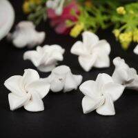 25pc/lot 15mm Flat Back Artificial White Polymer Clay  Flowers Diy Bridal Wedding Dress Earring Hair Pin Crown Deco Material Shoe Care