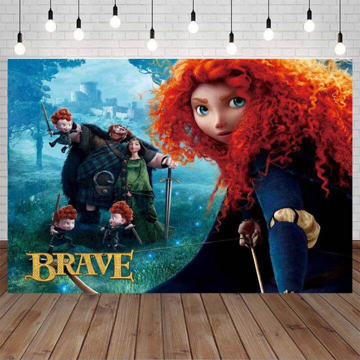 ve-backdrops-princess-merida-banner-ve-theme-birthday-for-photography-enchanted-forest-backdrop-little-princess-background