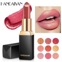 HANDAIYAN Golden 9 Colors Lipstick Shimmer Waterproof Long Lasting Velvet Lip Stick Makeup Cosmetic Sexy Red Lip For Women