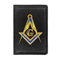 [แฟชั่น] ลึกลับ Freemason สัญลักษณ์พิมพ์หนัง Pu ปกหนังสือเดินทางผู้ชายผู้หญิงผู้ถือ ID กรณีบัตรเครดิตท่องเที่ยวหนังสือเดินทางกระเป๋าสตางค์