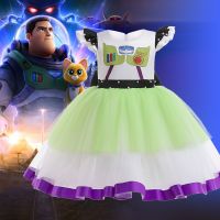 EX88▧♧☼ ข้ามพรมแดนยุโรปและอเมริกาสไตล์ยอดนิยม Buzz Lightyear เด็กหญิงปุยชุดเย็บตาข่ายบินแขนเด็กกระโปรงชุดเจ้าหญิง