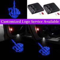 [ANYA Auto Parts] 2x Finger Skull Logo Wireless Car Door ไฟ LED Ghost Shadow Laser Projector โคมไฟ Universal Fits