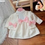 Đồ Liền Thân Body Váy Kèm Khoác Nơ Bodysuit Cho Bé Gái Sơ Sinh 1 2 Tuổi