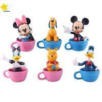 QBHDIA เป็ดเมาส์ รูปหนูแอคชั่น กับถ้วย วินนี่เดอะพูห์ ฟิกเกอร์ Mouse Duck Pooh Pluto สำหรับเด็กๆ โมเดลของเล่นจำลอง ของขวัญวันเกิดของขวัญ