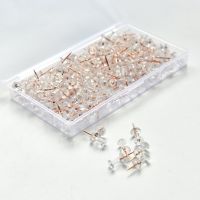 100pcs/box Transparent Rose Gold Push Pins Thumb Thumbtack Board Pins Drawing Photo Wall Studs Thumbtack Office School Clips Pins Tacks