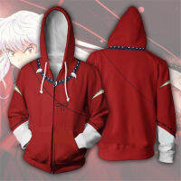 อะนิเมะ Inuyasha คอสเพลย์3D พิมพ์ Hoodie Hooded เสื้อผ้า Tracksuit ซิปเสื้อแจ็คเก็ตคุณภาพสูง Streatwear Coat