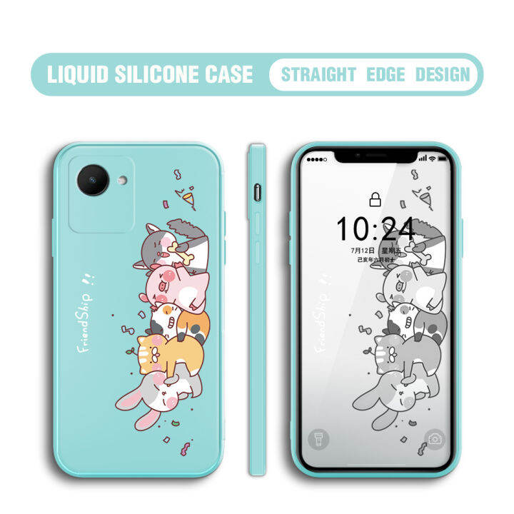 เคส-ggk-สำหรับ-realme-c30s-เคสโทรศัพท์ลายการ์ตูนสัตว์มิตรภาพปลอกซิลิโคนน้ำทรงสี่เหลี่ยมดั้งเดิมเคสป้องกันทนแรงกระแทกกล้องคลุมทั้งหมด