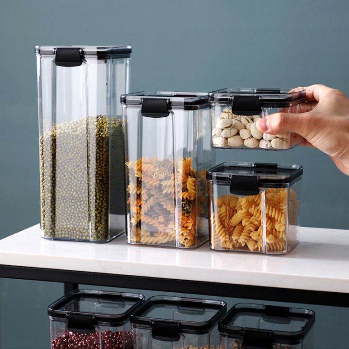 Air Tight Dry Food Container Jar Canister Transparent Storage Kitchen ...