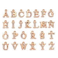 26pcs/set Light Gold Plated Alloy Rhinestone Charms Alphabet Letter A Z Crystal for DIY 12.5 13.5x5.5 12x2.5mm Hole: 1.4mm