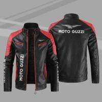 [COD] Ancient zi motorcycle European and car logo plus velvet hair autumn winter leather jacket printing