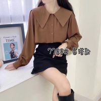 Womens Long-sleeved Shirt with Doll Collar 2021 Autumn New Korean