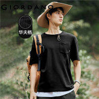 GIORDANO Men T-Shirts Single Pocket Crewneck Fashion Waffle Tee Short Sleeve Simple Solid Color Summer Casual Tshirts 01023399