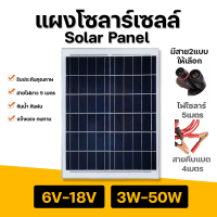 Strong แผงโซล่าเซลล์ 6V-18V (25W-150W) สายยาว 5เมตร หัว 1/2ขั้ว ที่คีบแบต Micro USB Solar Cell พลังงานแสงอาทิตย์ Solar Cell Panel Outdoor Waterproof เฉพาะแผงโซล่าเซลล์I