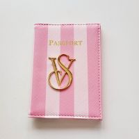 PU Leather Signature Striped Women Travel Passport Holder Cover