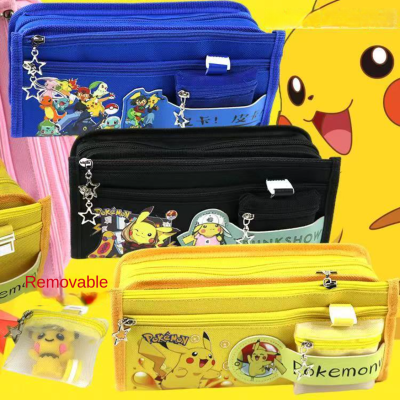 ปากกา Pikachu กระเป๋า Pokemon เครื่องเขียนกล่องสำหรับโรงเรียนนักเรียนกระเป๋าเหรียญน่ารักขนาดใหญ่ความจุดินสอของขวัญ