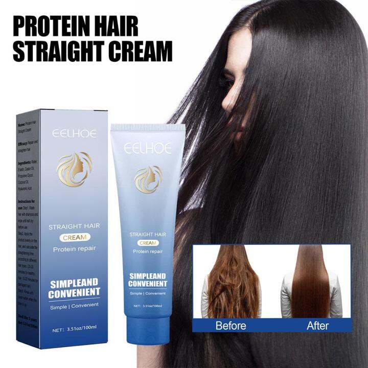 EELHOE Hair Straightener Cream Straight Hair Scalp Treatment Hair Cream