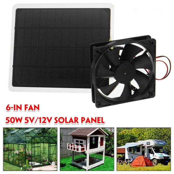 RV Solar Exhaust Fan 50W 6 Inch Mini Ventilator IP65 Waterproof Solar Panel Powered Fan for Car