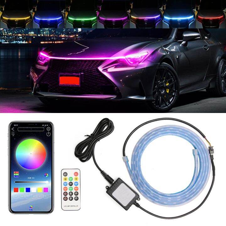 Lampu Hood Mobil Led Strip Lampu Simfoni Aplikasi Kontrol Suara Lampu Sekitar Dekoratif