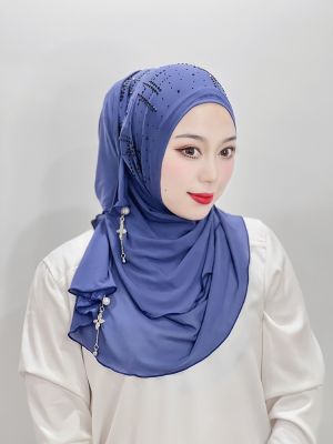 【YF】 Black Diamond Hijab Abaya Shawl Women Abayas muslim dress scarf hijab head instant shawl turban