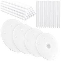 36 Pieces Plastic Cake Dowel Rods Set 20 Pieces White Cake Sticks Support Rod and 4 Pieces Cake Separator Plates