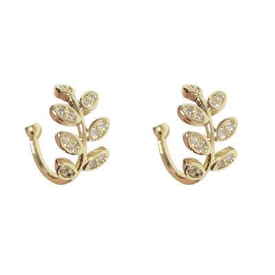 【YF】 Fashion New Crystal Leaf Clip Earrings for Women Gold Color Exquisite Without Piercing Ear Cuff 2021 Korean Trendy Jewerly Gifts