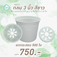 กระถางทรงกลม 3 นิ้ว สีขาว ยกกระสอบ 500 ใบ ปลูกต้นไม้ เพาะต้นไม้ขาย เพาะเมล็กพันธุ์แคคตัส