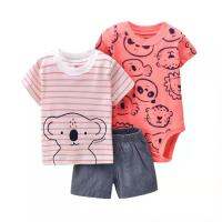 2021 Summer Newborn Baby Boy Girl Clothes 3PCS Sets Infant boys T-shirt+Bodysuit+Shorts Toddler Bebe Kids Cothing 3 PCS Suits  by Hs2023