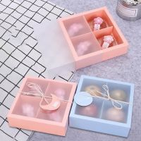 4 Grids Cupcakes Pink Blue Drawer Cake Box With Matte Cover Party Cookies Dessert Baking Wrapping Box Kraft Paper Packing Gift