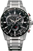 Citizen Eco-Drive PCAT Mens Watch, Black Dial, Stainless Steel, Silver