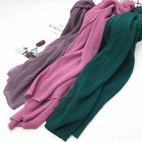 《Miki Xinyuan》แฟชั่นริ้วรอย Viscose CrumpledScarf MalaysiaWomen ผ้าคลุมไหล่ยาว Crinkled Head ScarfHeadband 1Pc 90x180cm