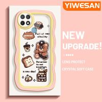 YIWESAN เคสสำหรับ OPPO A15 A35 A15s 4G,เคสใหม่เต็มไปด้วยหมีดีไซน์ใหม่ขอบครีมลูกคลื่นนุ่มเคสมือถือกันกระแทกแบบใสโปร่งใสลายกล้องถ่ายรูปเรียบง่ายอ่อนโยนฝาครอบป้องกัน