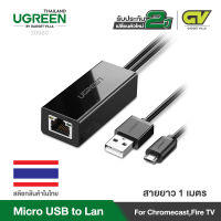 UGREEN อะแดปเตอร์อีเทอร์เน็ต USB 2.0 ถึง RJ45 สำหรับ Google Chromecast Ultra Audio 2017 การ์ดโทรทัศน์ระบบข่าย รุ่น 30985 for Fire TV Stick (2nd GEN), All-New Fire TV (2017), Chromecast Ultra / 2/1 / Audio, Google Home Mini, with USB Power Supply Cable