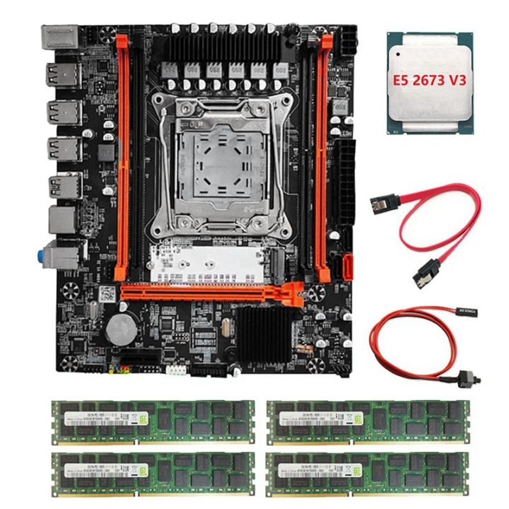 1-set-x99h-motherboard-e5-2673-v3-cpu-4x4g-ddr3-ram-switch-sata-line-lga2011-v3-m-2-nvme-pci-e-x16-sata3-0