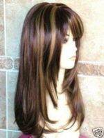 Hivision HEAT resistant PARTY hair shipping  New Style Long BROWN MIX STRAIGHT hair WIG hivisions