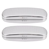 【CW】 2X Glasses Case Aluminum Hard Eyeglasses Striped Spectacles